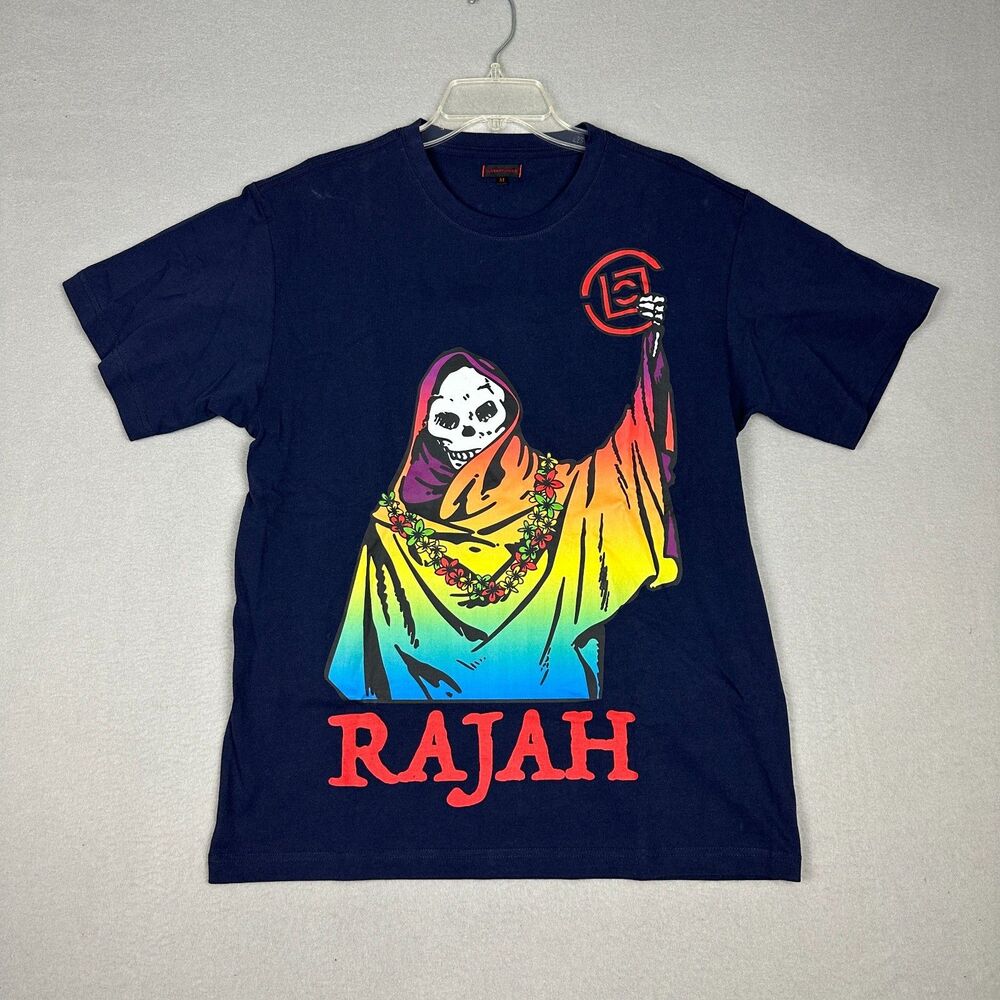 Clot Apparel Mens Medium Crewneck Rajah Graphic T-Shirt Blue Cotton Short Sleeve